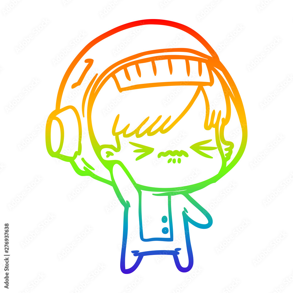 rainbow gradient line drawing cartoon astronaut woman rainbow gradient line drawing cartoon astronaut woman