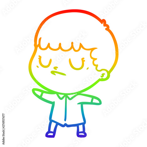 rainbow gradient line drawing cartoon grumpy boy