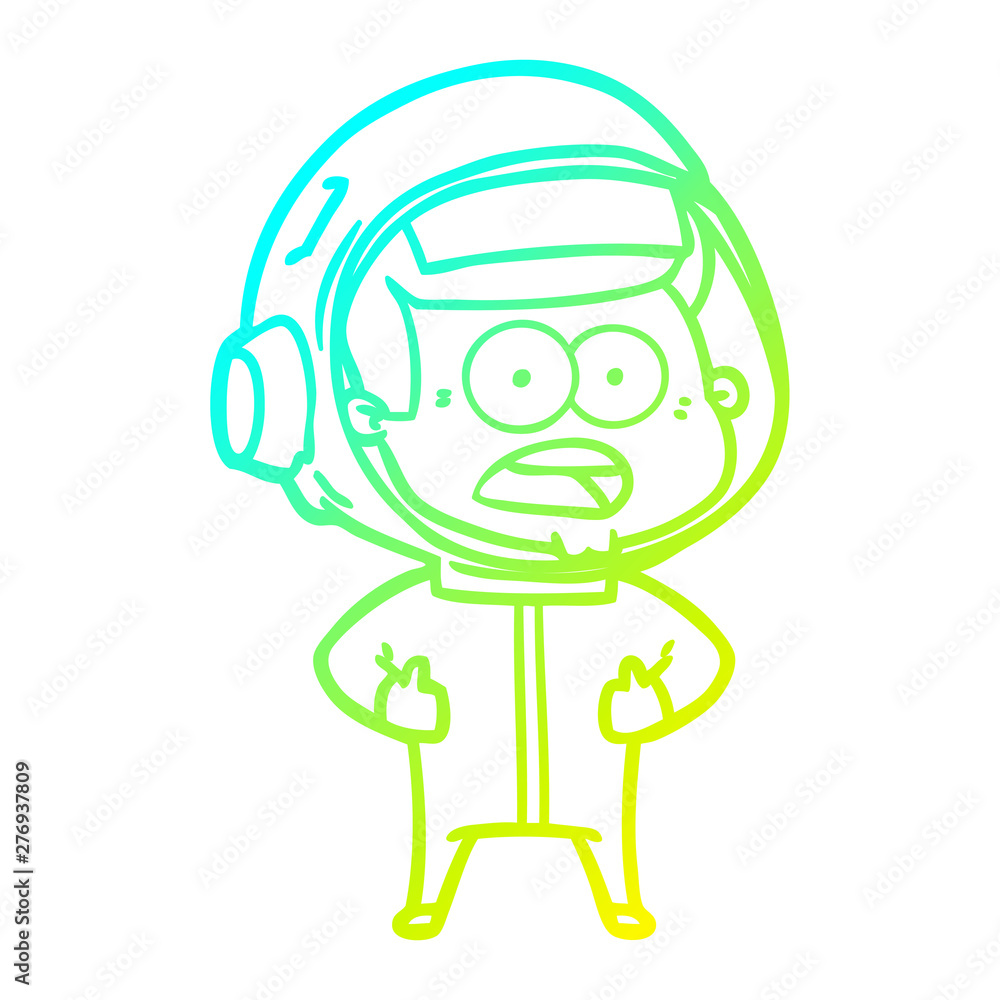 cold gradient line drawing cartoon surprised astronaut cold gradient line drawing cartoon surprised astronaut