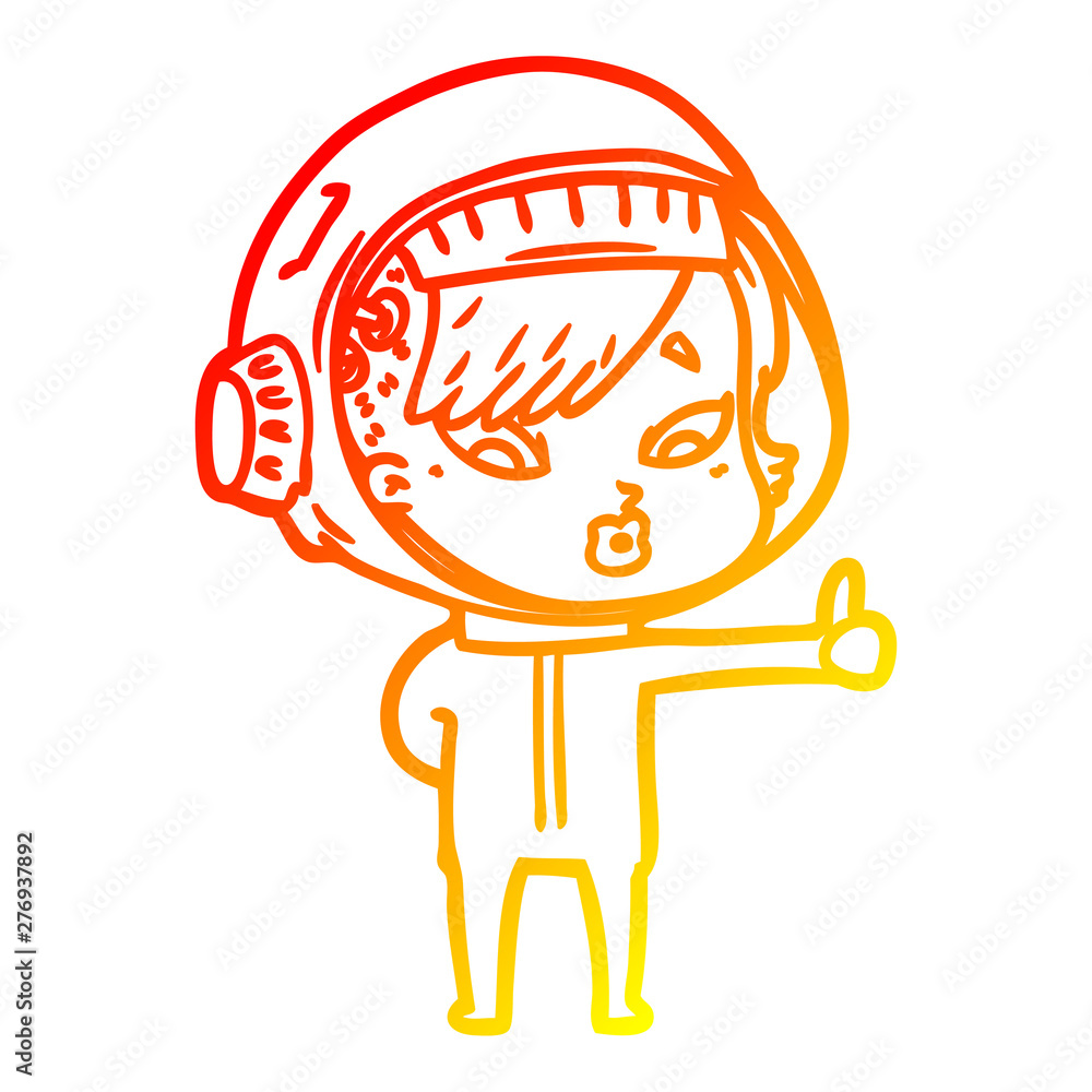 warm gradient line drawing cartoon astronaut woman warm gradient line drawing cartoon astronaut woman