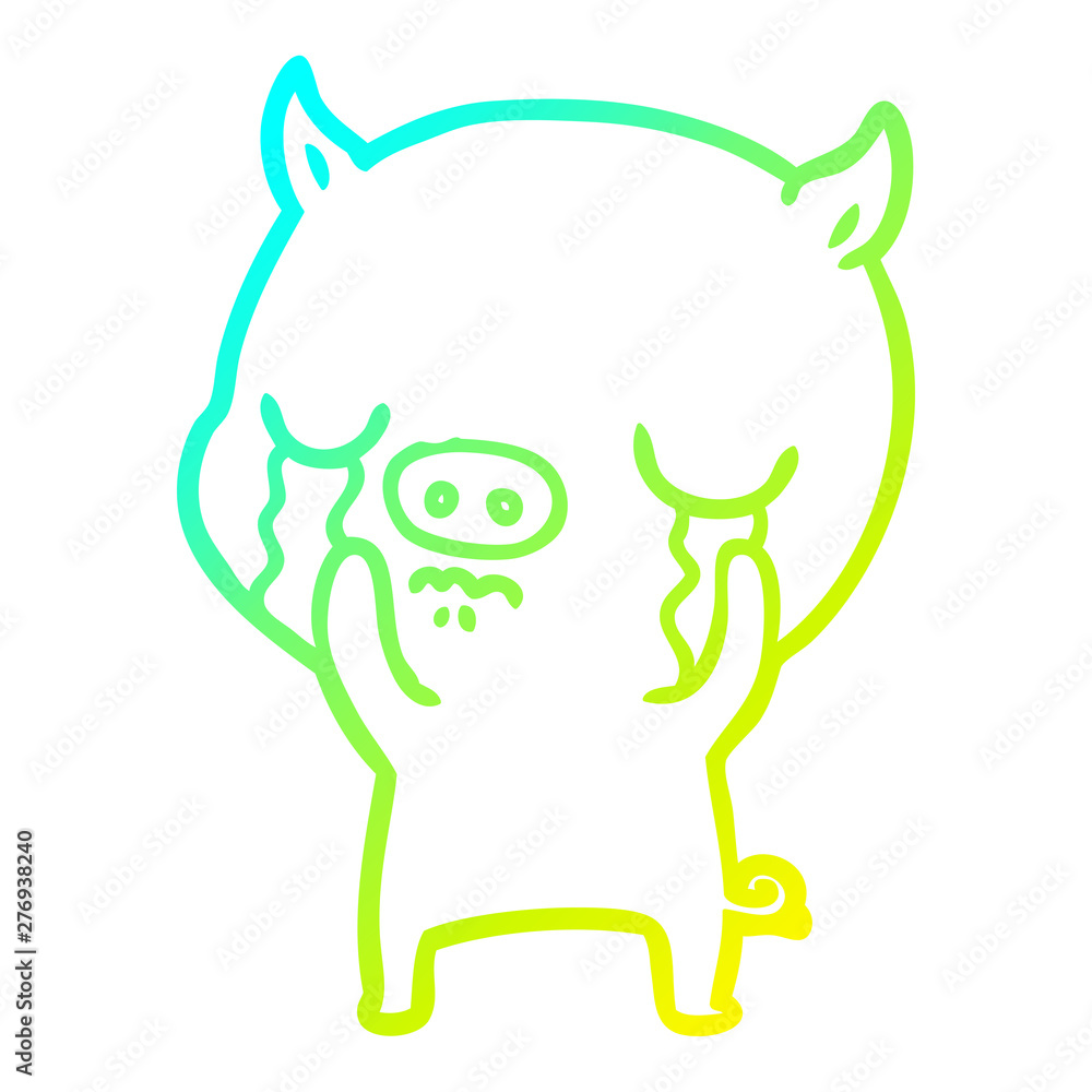 cold gradient line drawing cartoon pig crying cold gradient line drawing cartoon pig crying