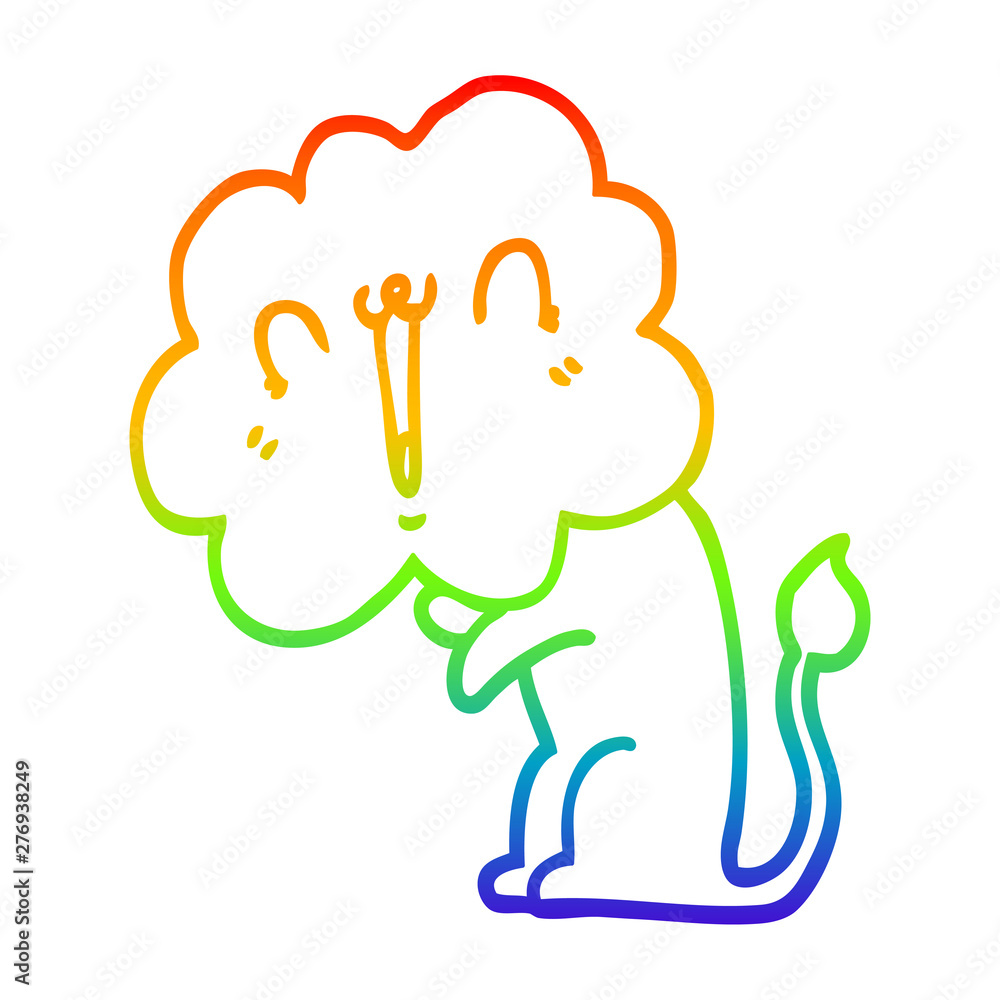 rainbow gradient line drawing cute cartoon lion rainbow gradient line drawing cute cartoon lion