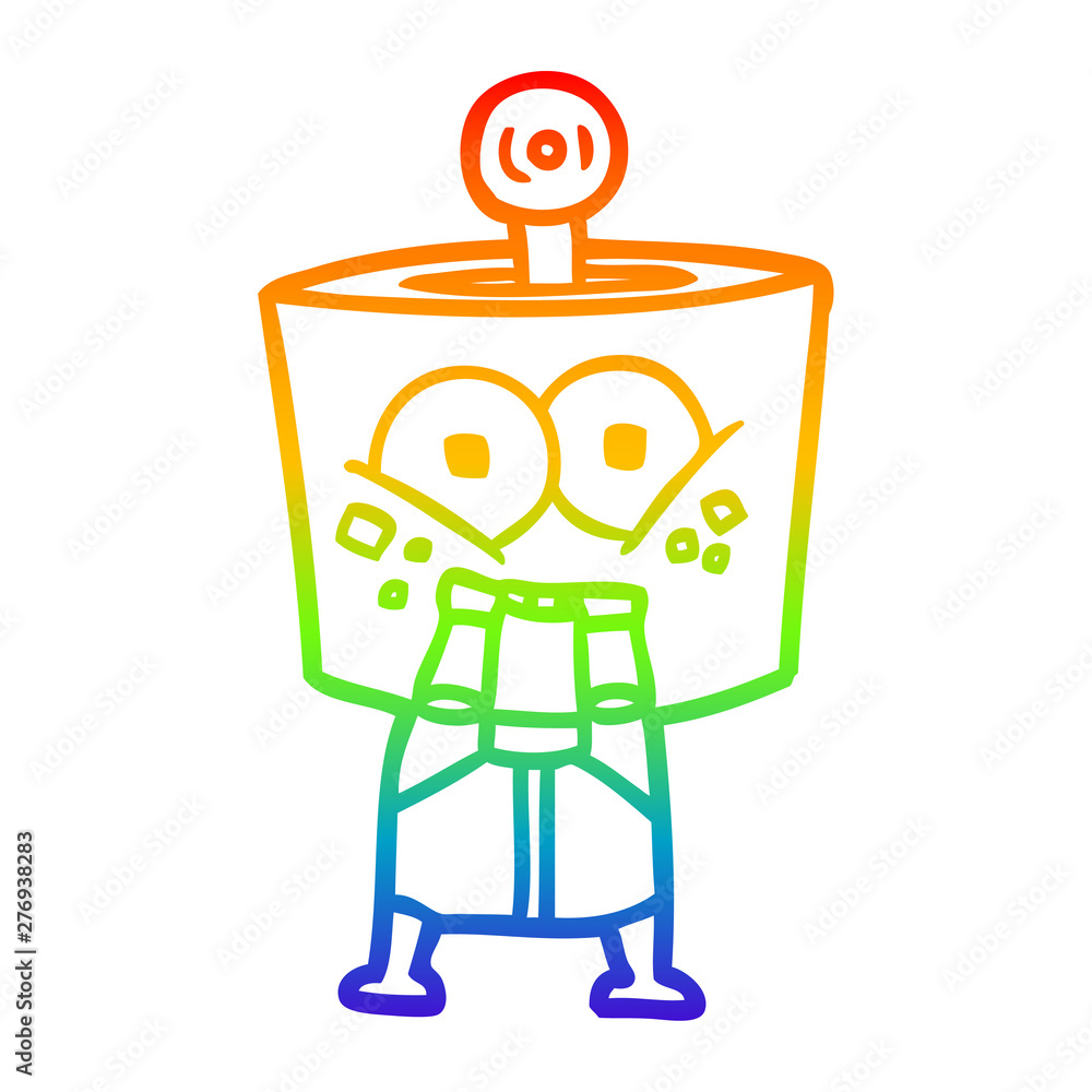 rainbow gradient line drawing happy cartoon robot rainbow gradient line drawing happy cartoon robot