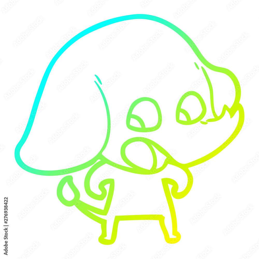 cold gradient line drawing cute cartoon elephant cold gradient line drawing cute cartoon elephant
