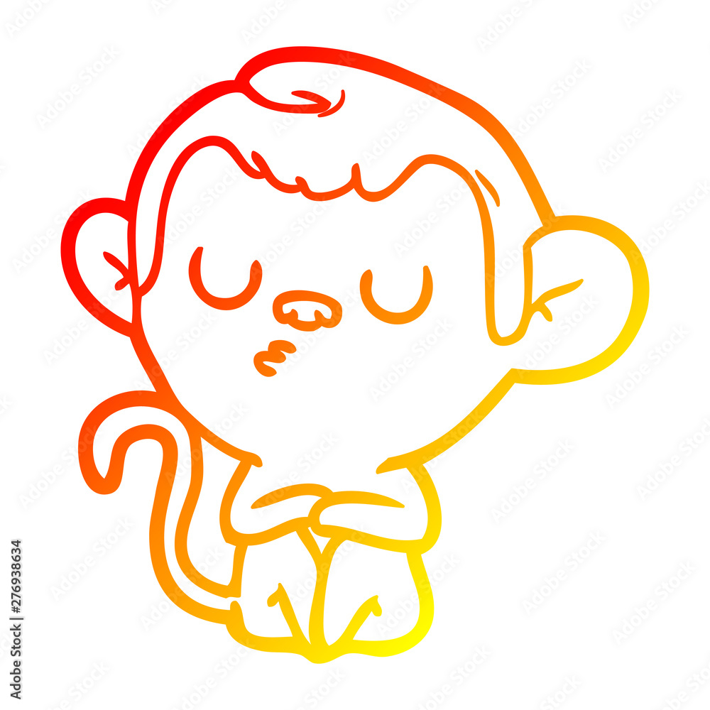 warm gradient line drawing cartoon monkey warm gradient line drawing cartoon monkey