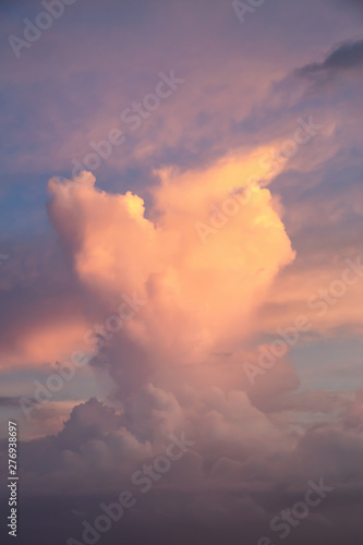 Beautiful View of a Dramatic Cloudscape during colorful sunrise.