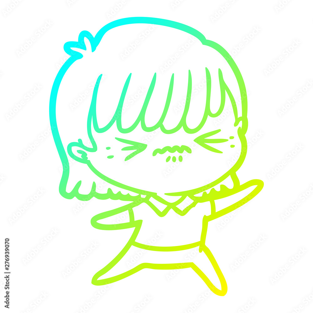 cold gradient line drawing annoyed cartoon girl cold gradient line drawing annoyed cartoon girl