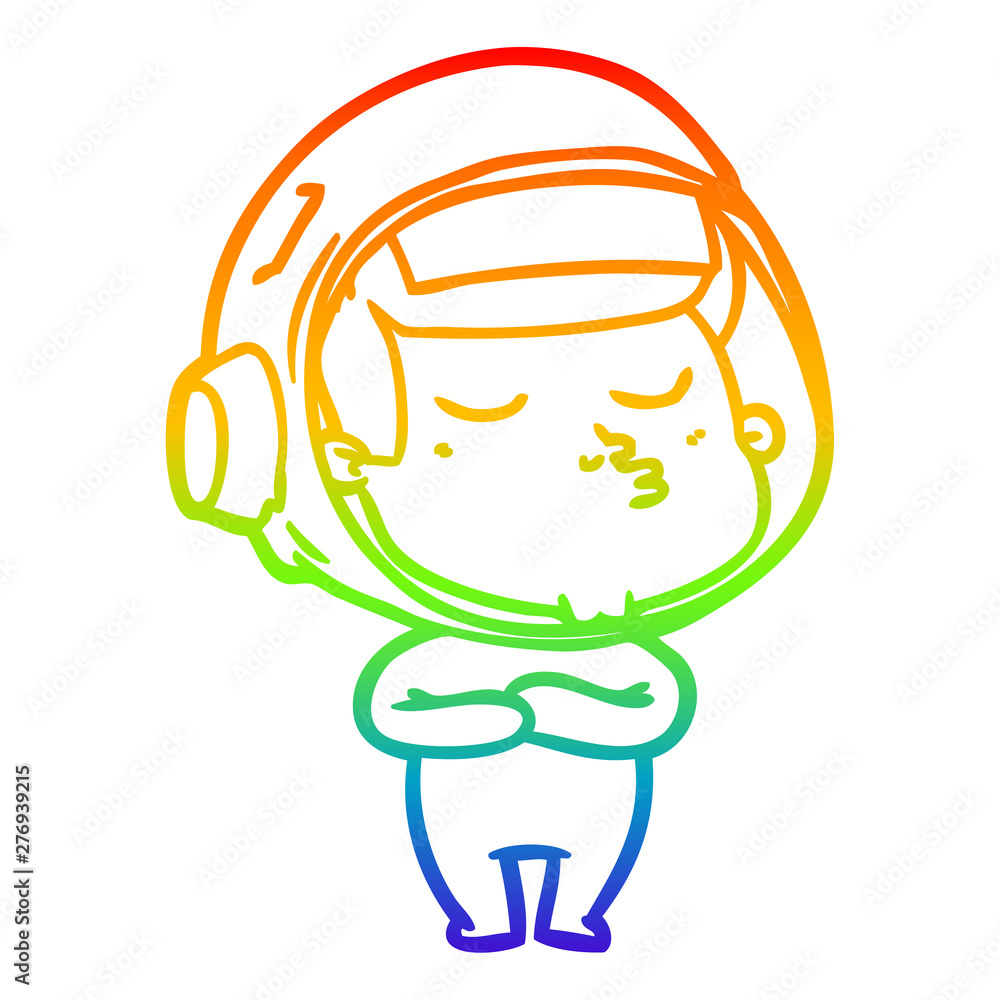 rainbow gradient line drawing cartoon confident astronaut rainbow gradient line drawing cartoon confident astronaut