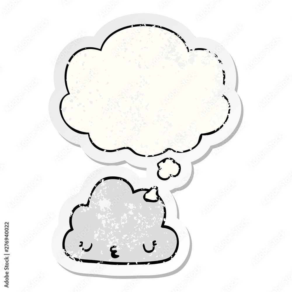cute cartoon cloud and thought bubble as a distressed worn sticker cute cartoon cloud and thought bubble as a distressed worn sticker
