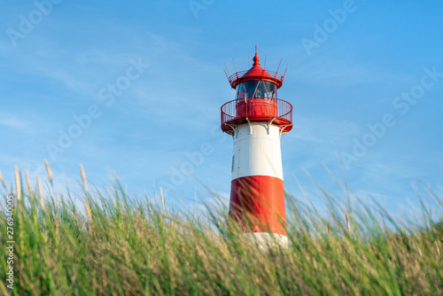 Red lighthouse List Ost on the island of Sylt, North Frisian islands, Germany