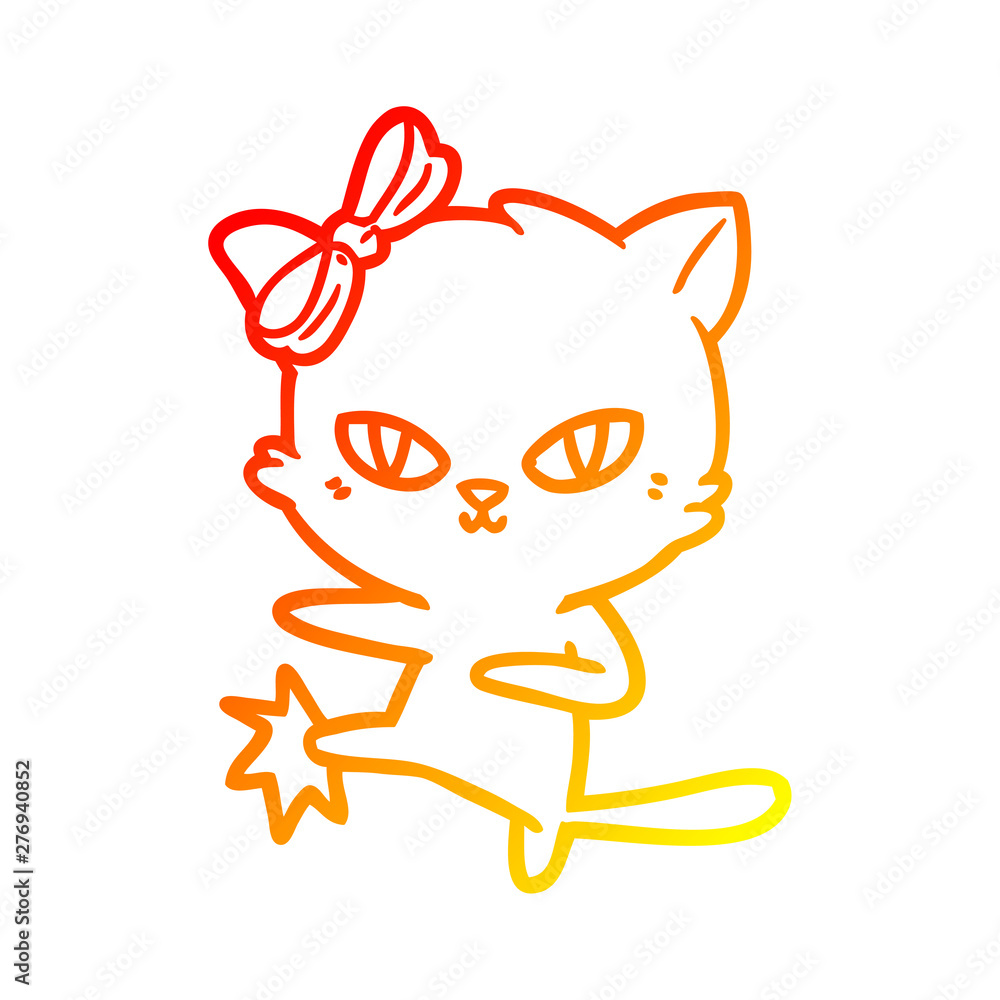 warm gradient line drawing cute cartoon cat warm gradient line drawing cute cartoon cat