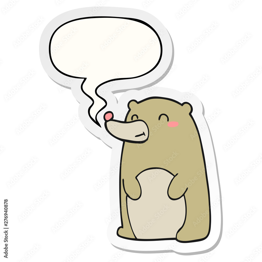 cute cartoon bear and speech bubble sticker cute cartoon bear and speech bubble sticker