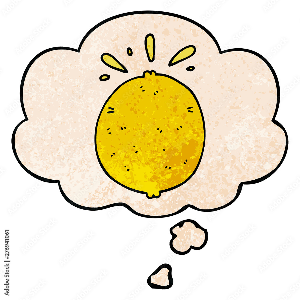 cartoon lemon and thought bubble in grunge texture pattern style cartoon lemon and thought bubble in grunge texture pattern style