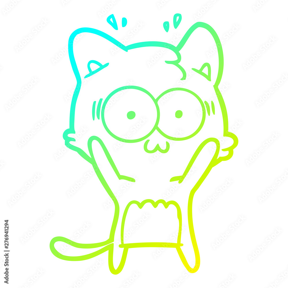 cold gradient line drawing cartoon surprised cat cold gradient line drawing cartoon surprised cat