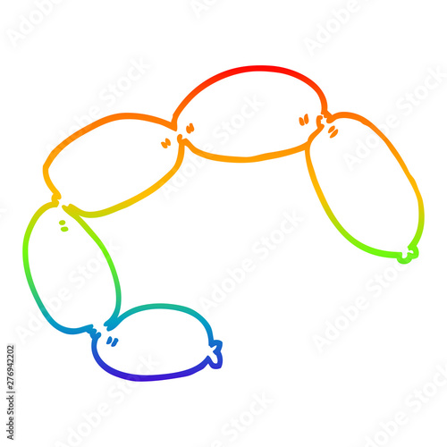 rainbow gradient line drawing cartoon sausages