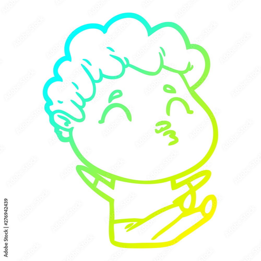 cold gradient line drawing cartoon man pouting cold gradient line drawing cartoon man pouting