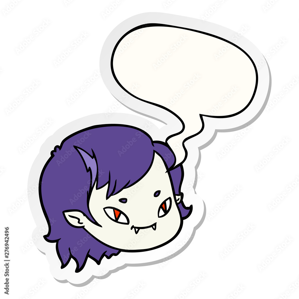 cartoon vampire girl face and speech bubble sticker cartoon vampire girl face and speech bubble sticker