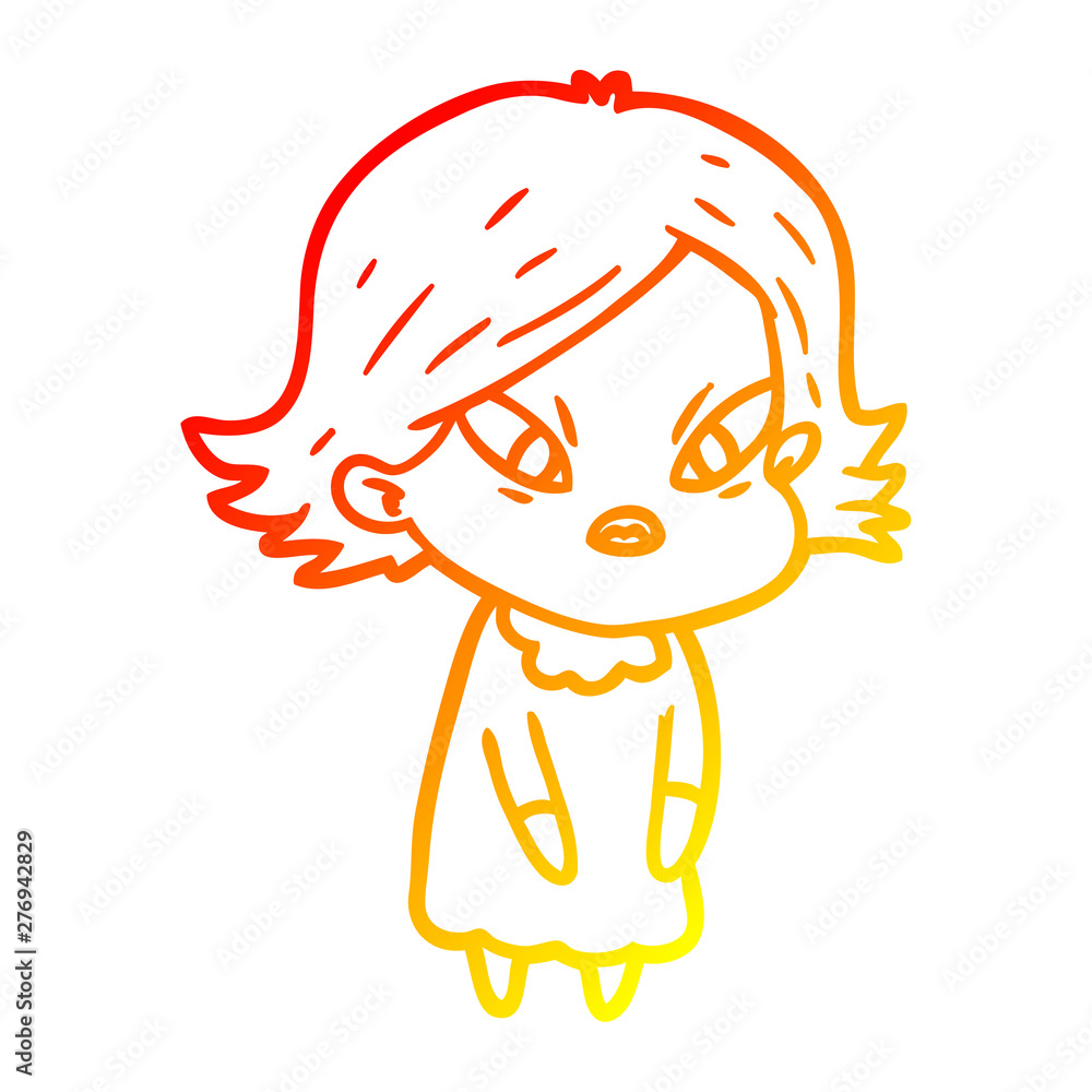 warm gradient line drawing cartoon stressed woman warm gradient line drawing cartoon stressed woman