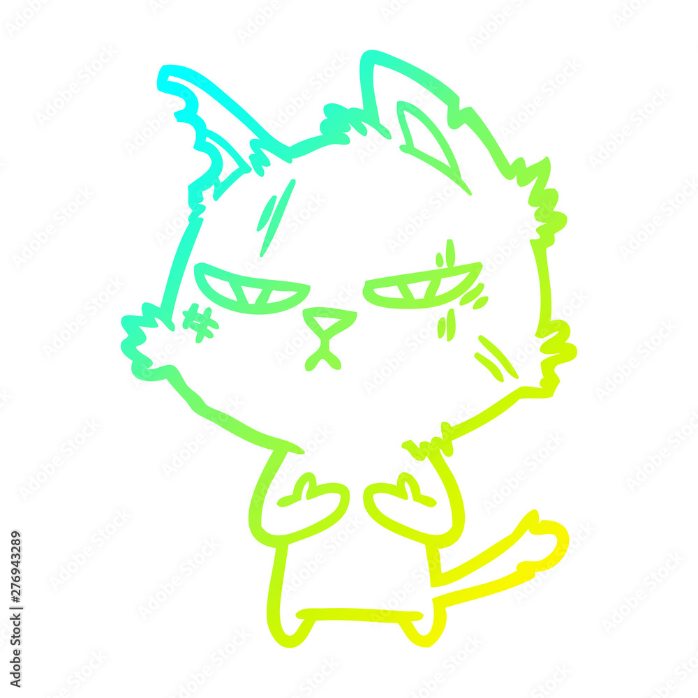 cold gradient line drawing tough cartoon cat cold gradient line drawing tough cartoon cat