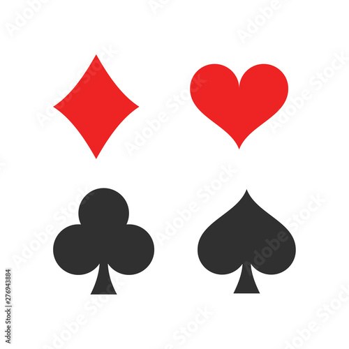 Heart, spade, club and diamond. Playing card suit icon template black color editable. Playing card suit symbol vector sign isolated on white background. Simple logo vector illustration for graphic and