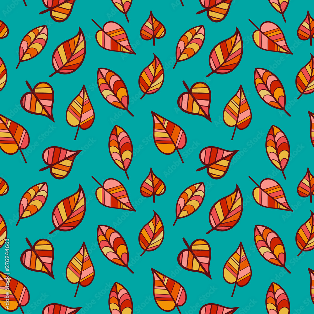 Seamless Pattern of Hand Drawn Autumn Leaves. Seamless Pattern of Hand Drawn Autumn Leaves.