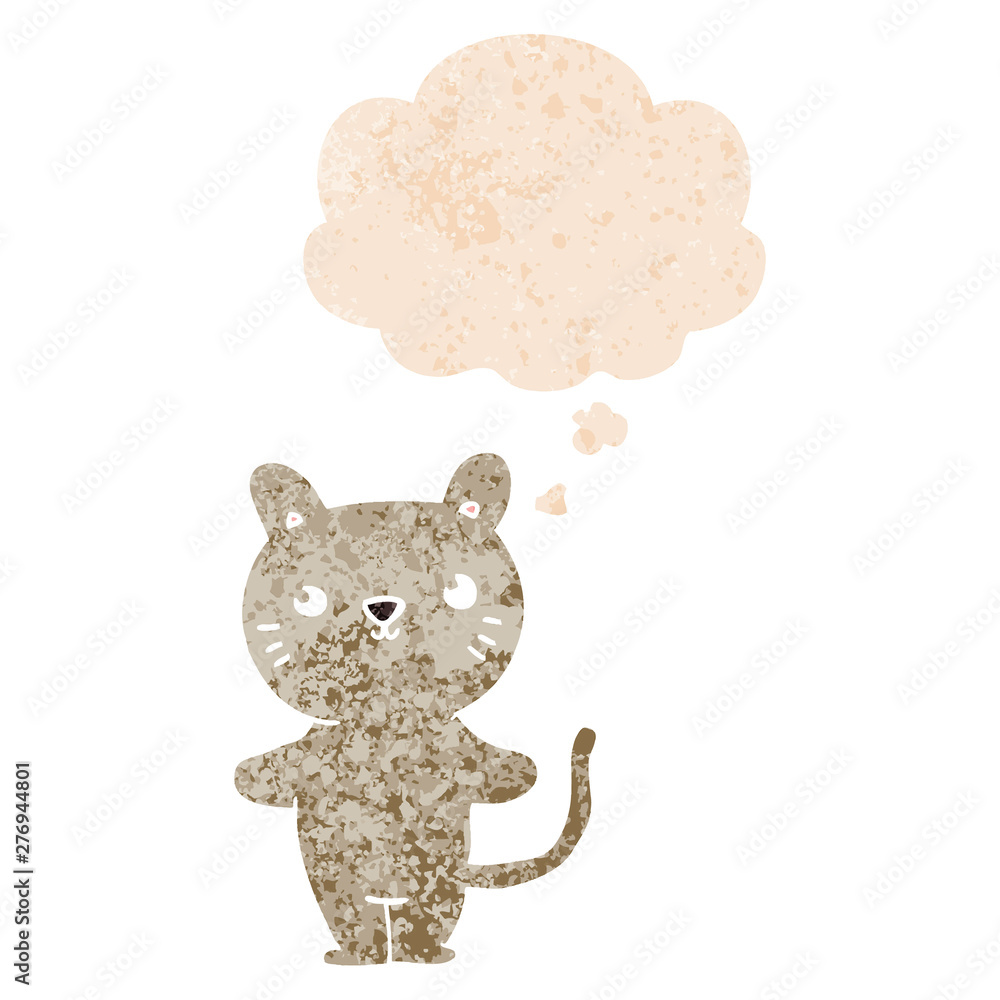 cartoon cat and thought bubble in retro textured style cartoon cat and thought bubble in retro textured style