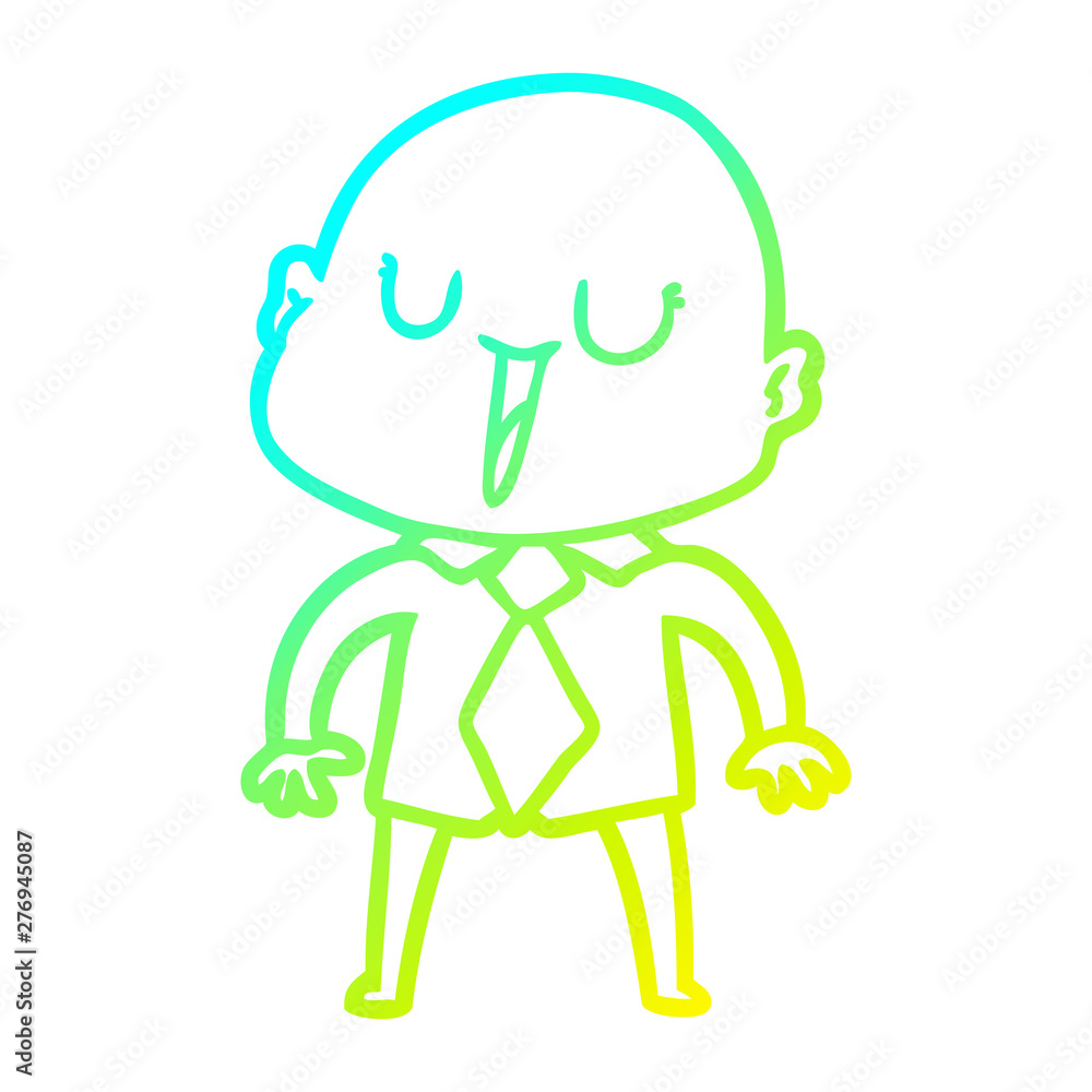 cold gradient line drawing happy cartoon bald man cold gradient line drawing happy cartoon bald man