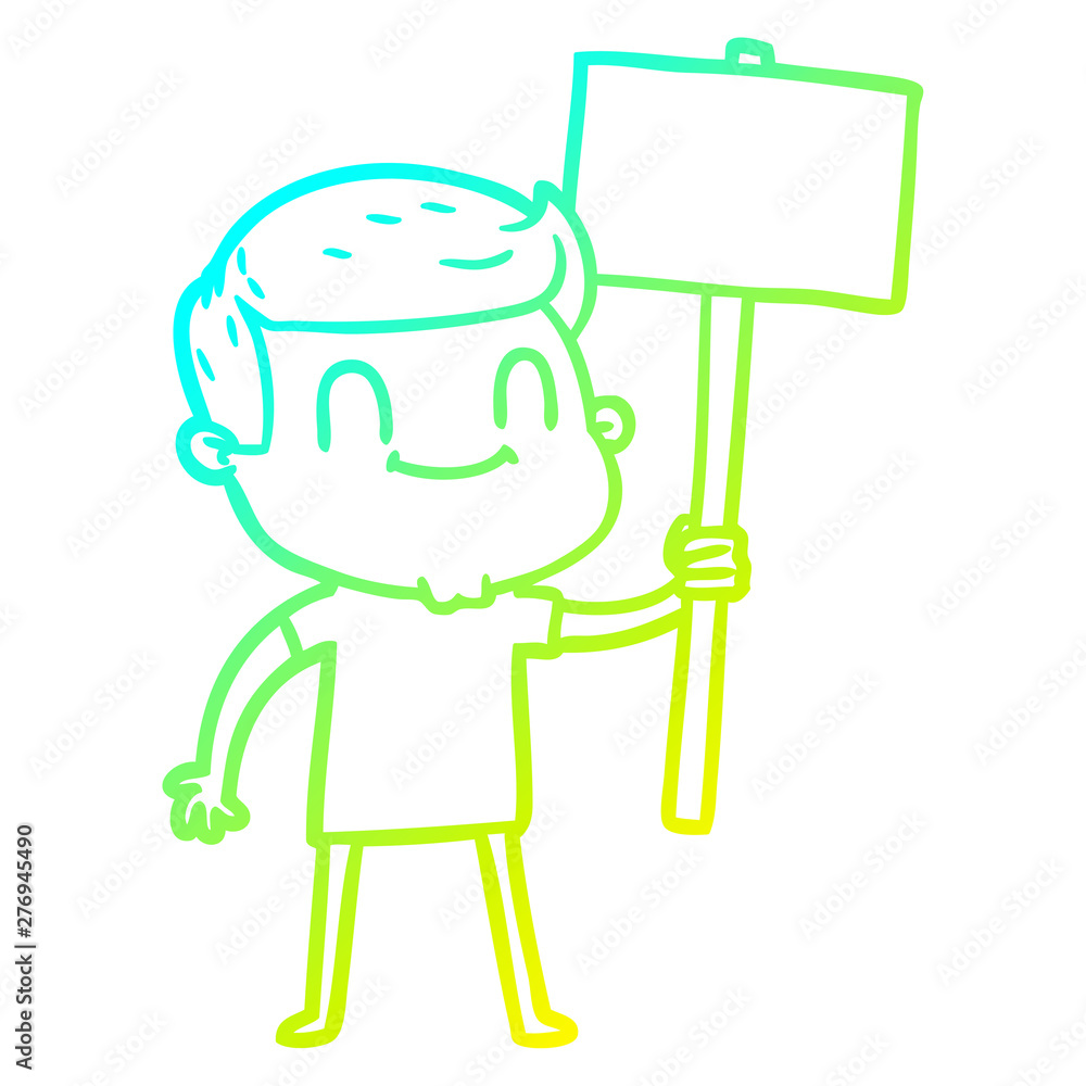 cold gradient line drawing cartoon friendly man cold gradient line drawing cartoon friendly man