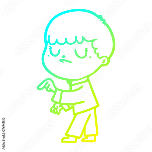 cold gradient line drawing cartoon grumpy boy
