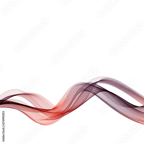  Dark red lines of a vector smoky wave on an abstract white background