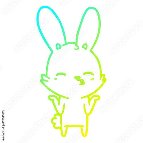 cold gradient line drawing curious bunny cartoon