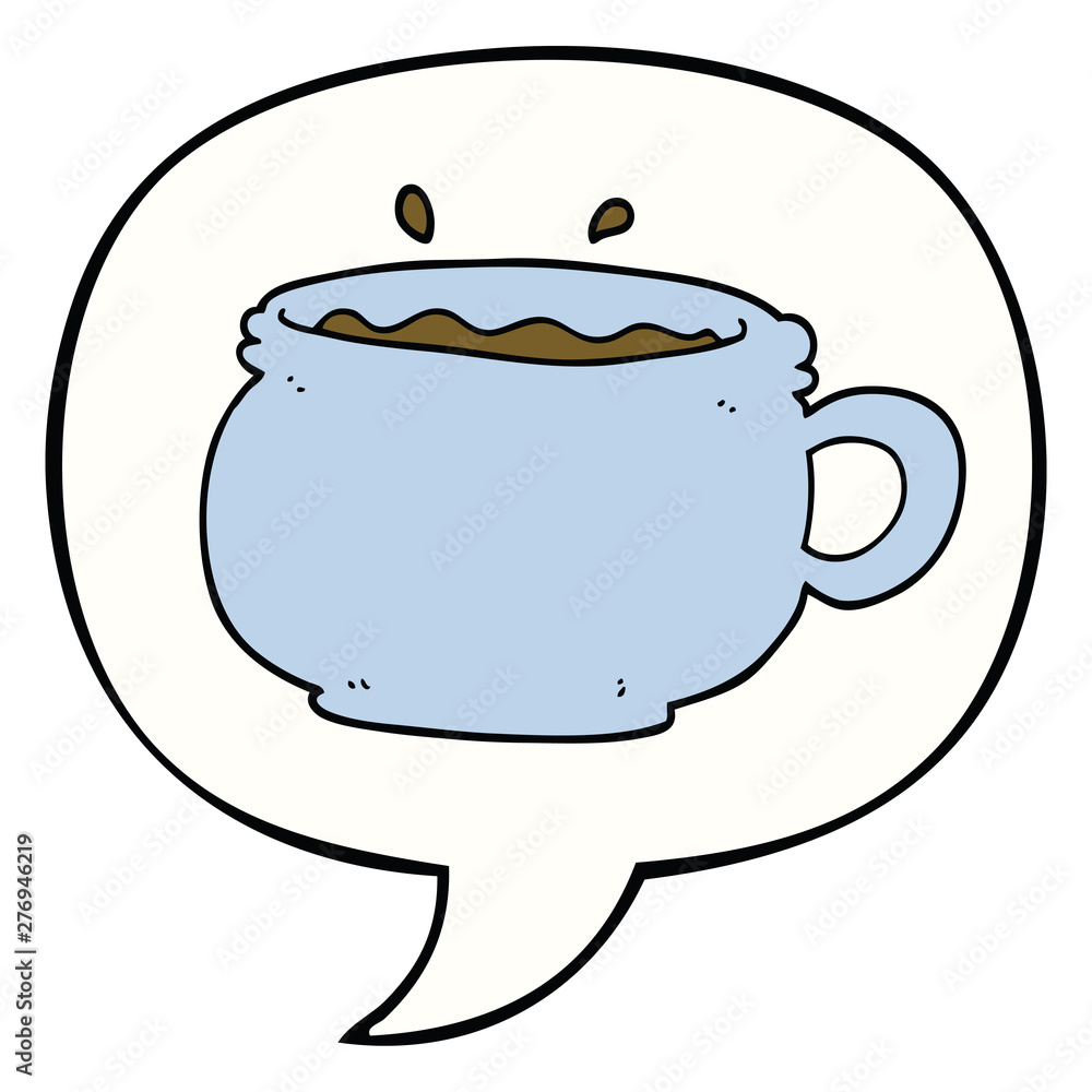 cartoon hot cup of coffee and speech bubble cartoon hot cup of coffee and speech bubble