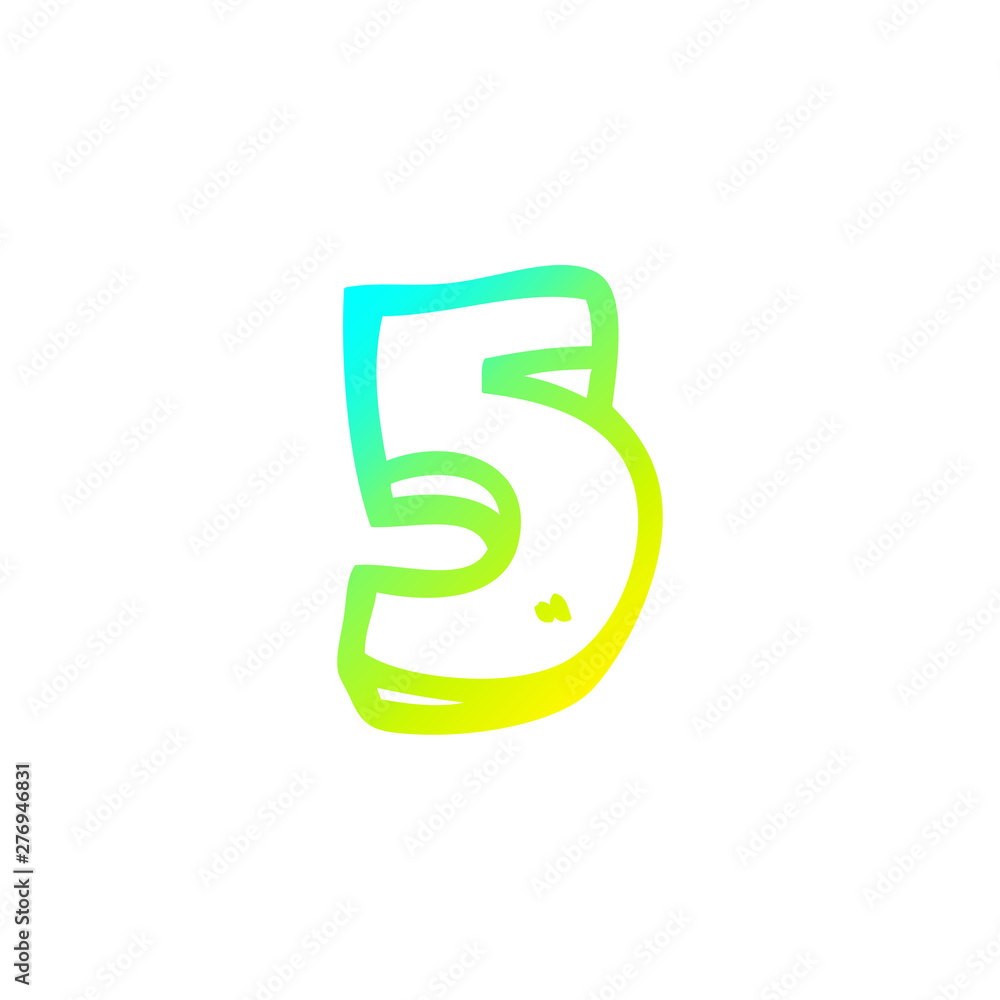 cold gradient line drawing cartoon number five cold gradient line drawing cartoon number five