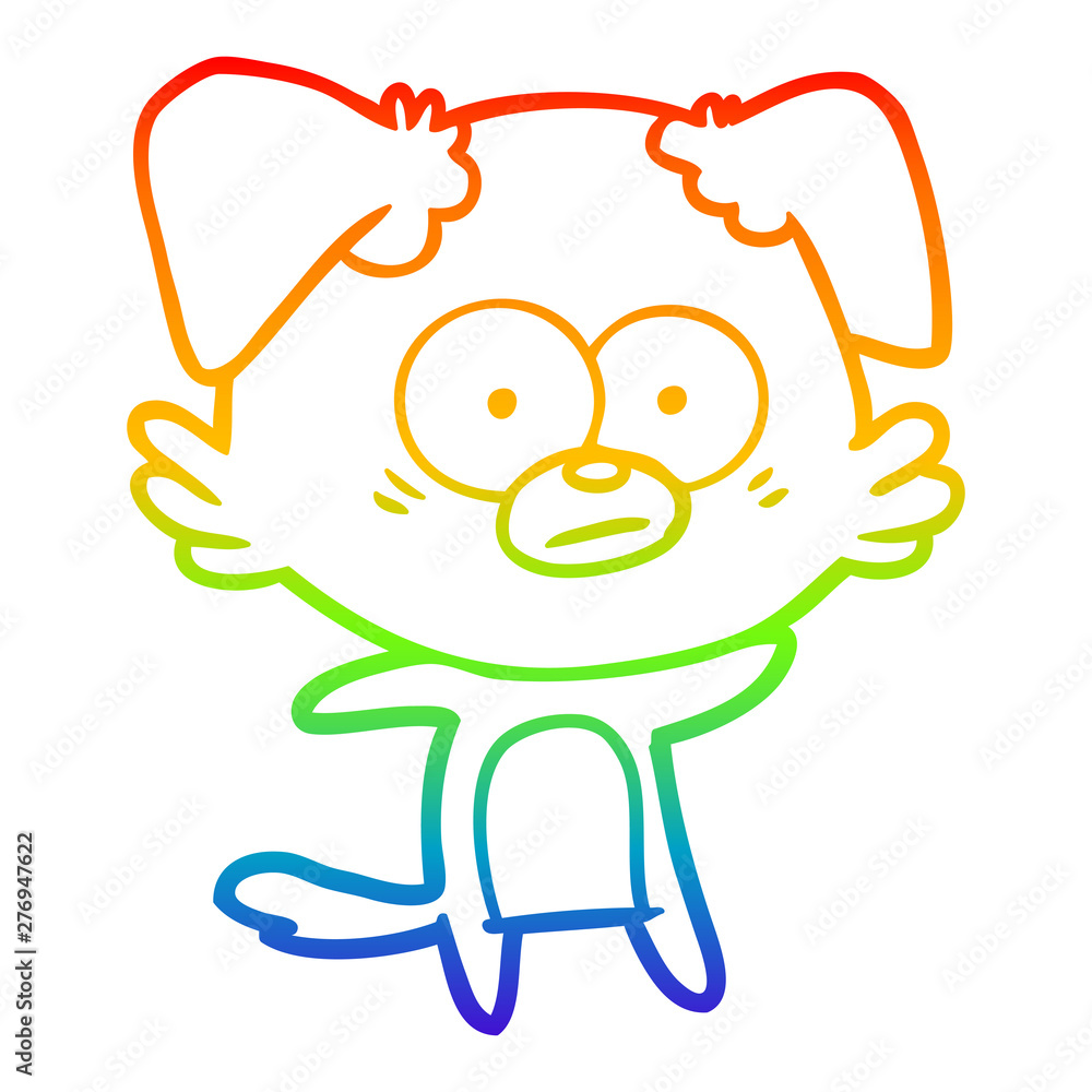 rainbow gradient line drawing nervous dog cartoon rainbow gradient line drawing nervous dog cartoon
