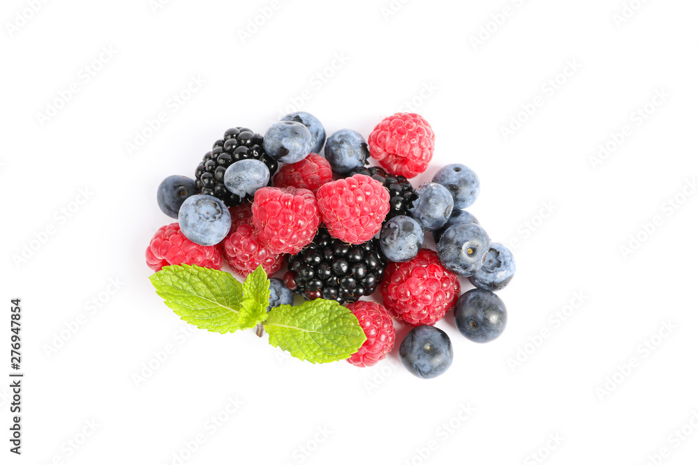 Group of berries isolated on white background, top view Group of berries isolated on white background, top view