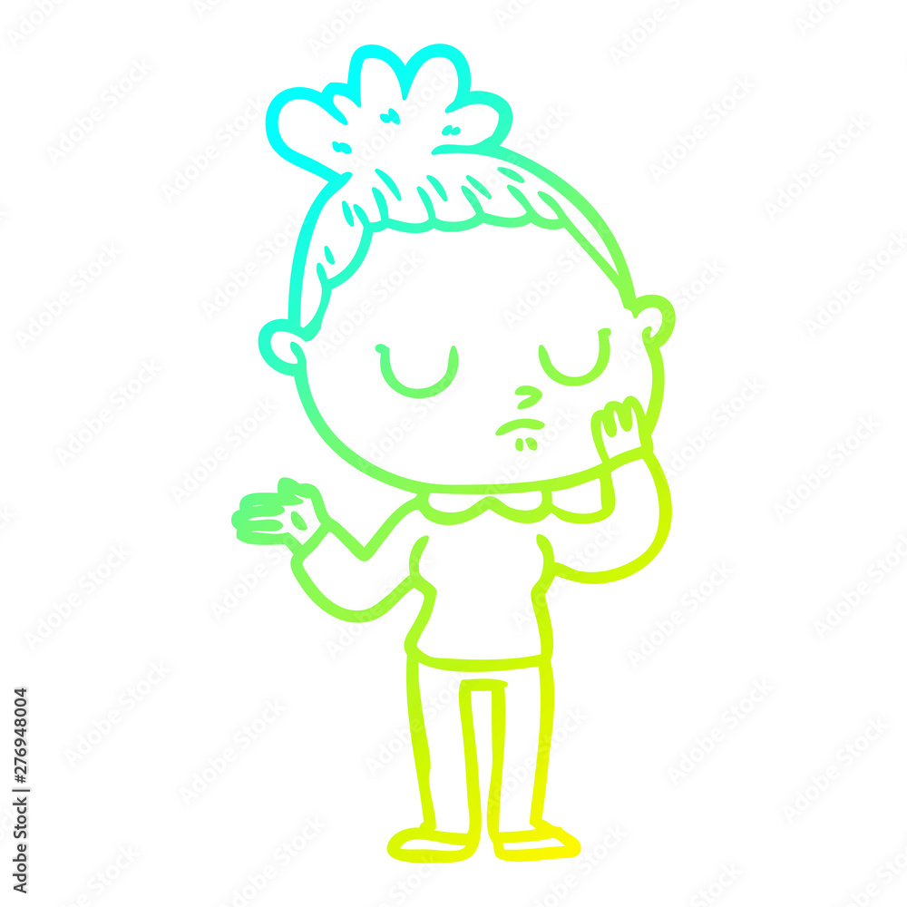cold gradient line drawing cartoon calm woman cold gradient line drawing cartoon calm woman