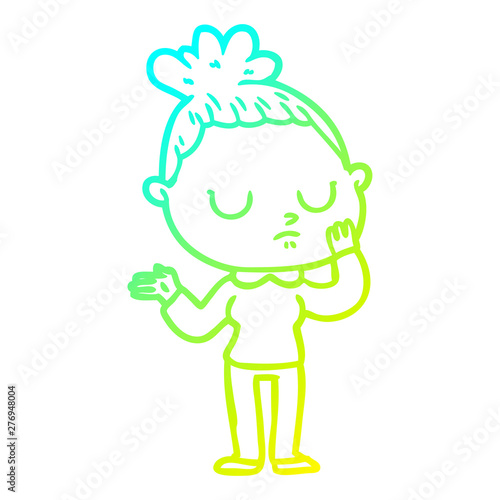 cold gradient line drawing cartoon calm woman