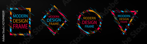Vector frame Art graphics for hipsters . dynamic frame stylish geometric black background 