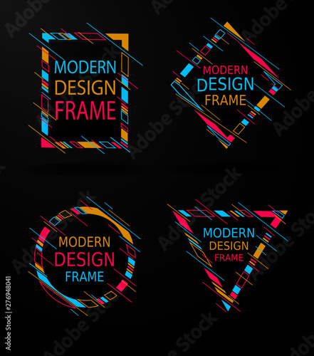 Vector frame Art graphics for hipsters . dynamic frame stylish geometric black background 