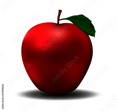 Vector illustration of detailed big shiny red apple