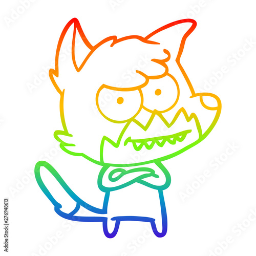 rainbow gradient line drawing cartoon grinning fox
