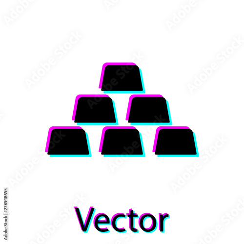 Black Gold bars icon isolated on white background. Banking business concept. Vector Illustration