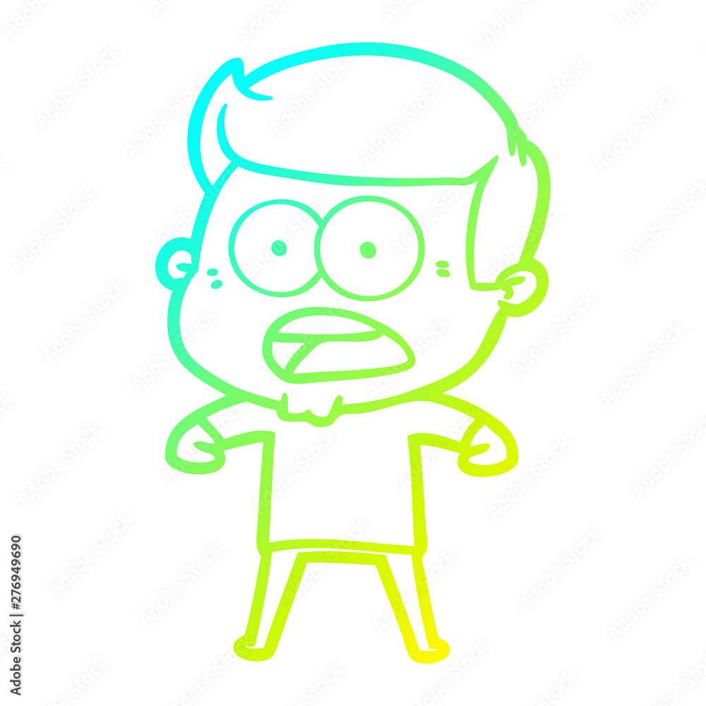 cold gradient line drawing cartoon shocked man