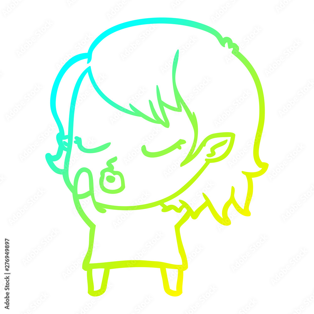 cold gradient line drawing cute cartoon vampire girl cold gradient line drawing cute cartoon vampire girl