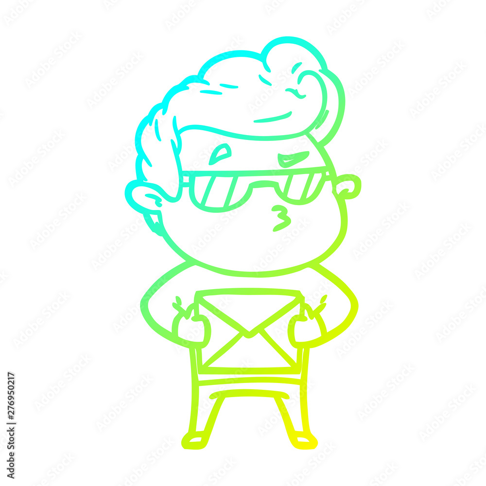 cold gradient line drawing cartoon cool guy cold gradient line drawing cartoon cool guy