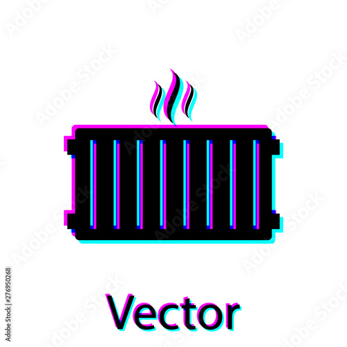 Black Heating radiator icon isolated on white background. Vector Illustration
