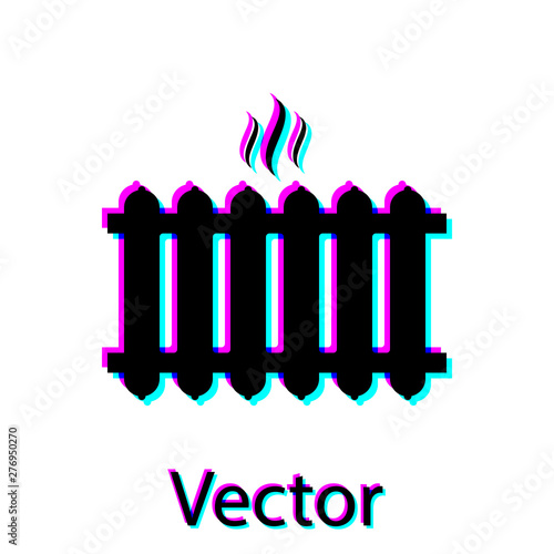Black Heating radiator icon isolated on white background. Vector Illustration