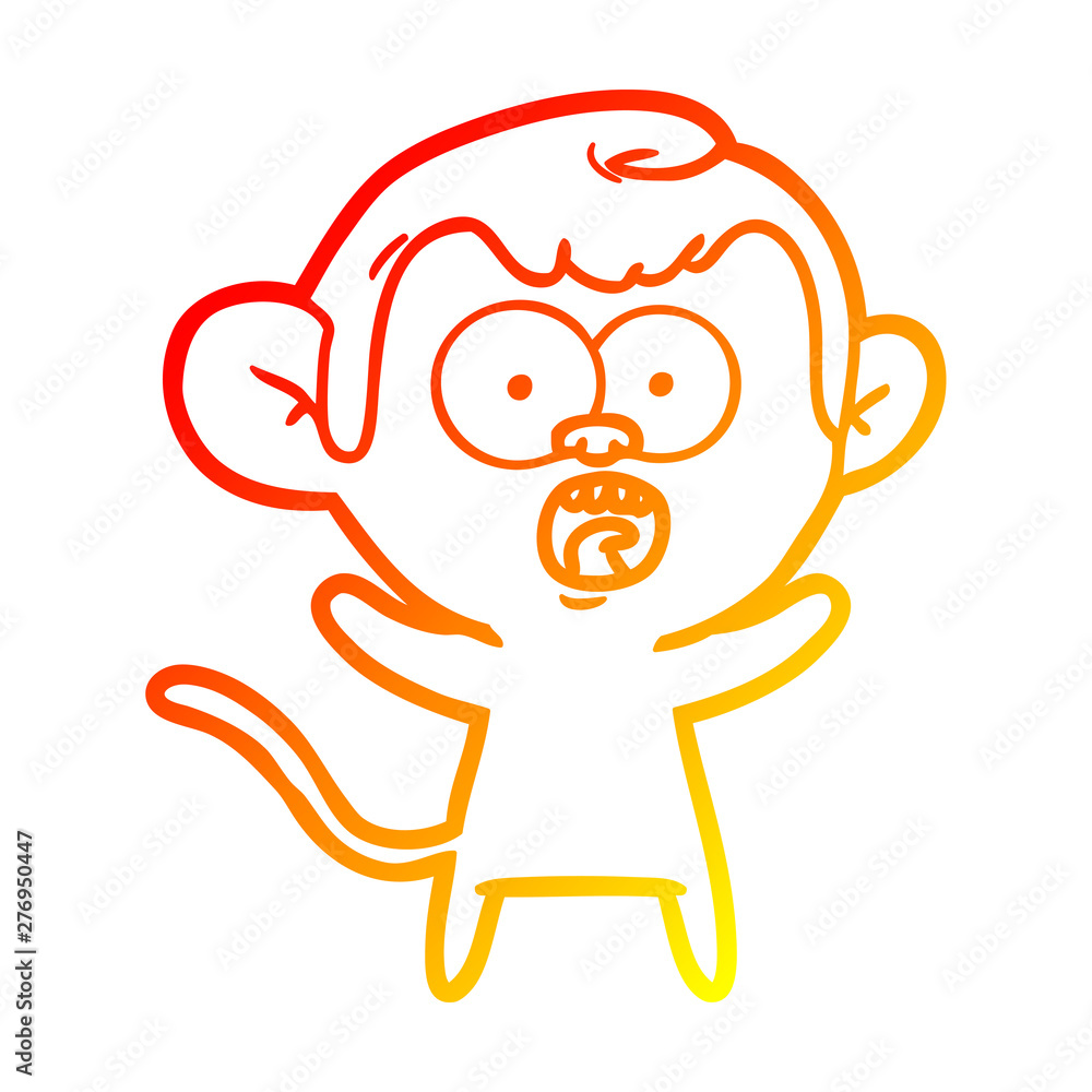 warm gradient line drawing cartoon shocked monkey warm gradient line drawing cartoon shocked monkey