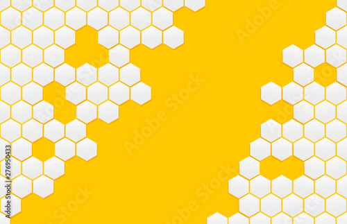 Honeycomb pattern. Monochrome honey mosaic background.  Orange-yellow geometric hexagonal ornament.