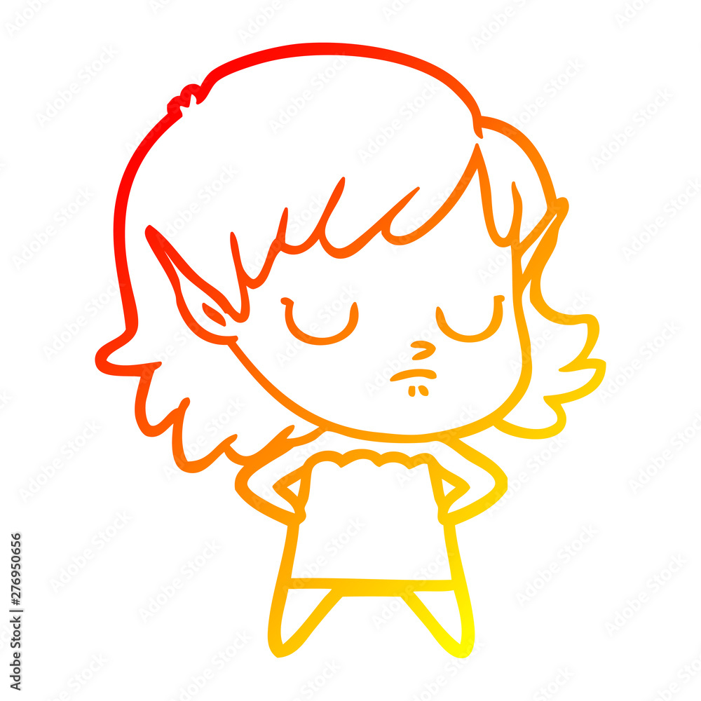 warm gradient line drawing cartoon elf girl warm gradient line drawing cartoon elf girl